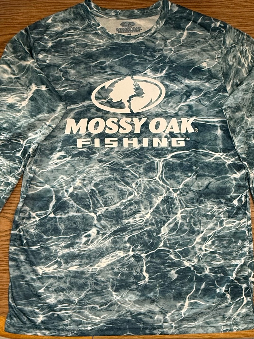 Men’s L Mossy Oak Teal Water Fishing Shirt, Long Sleeve NWT
